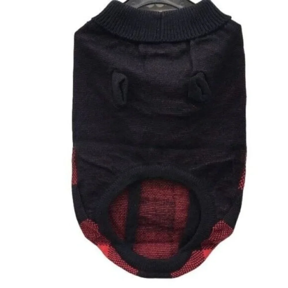 East Side Collection Checkered Knit Dog Sweater Large New